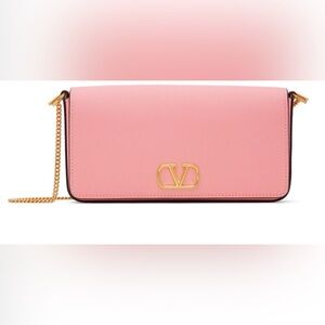 Valentino Pink Clutch with Gold Logo